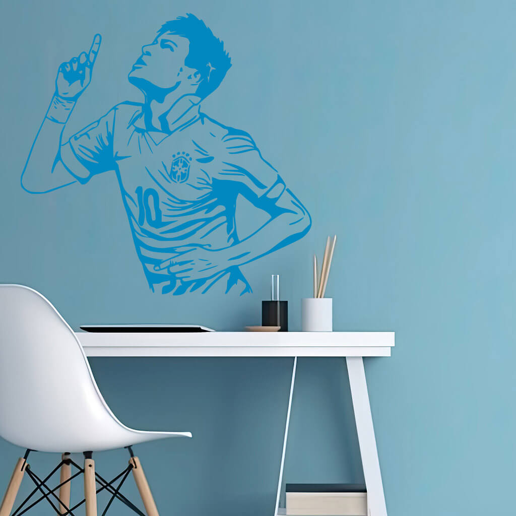 Samolepka Futbalista Neymar Farba: modrá, Veľkosť: 100 x 97 cm