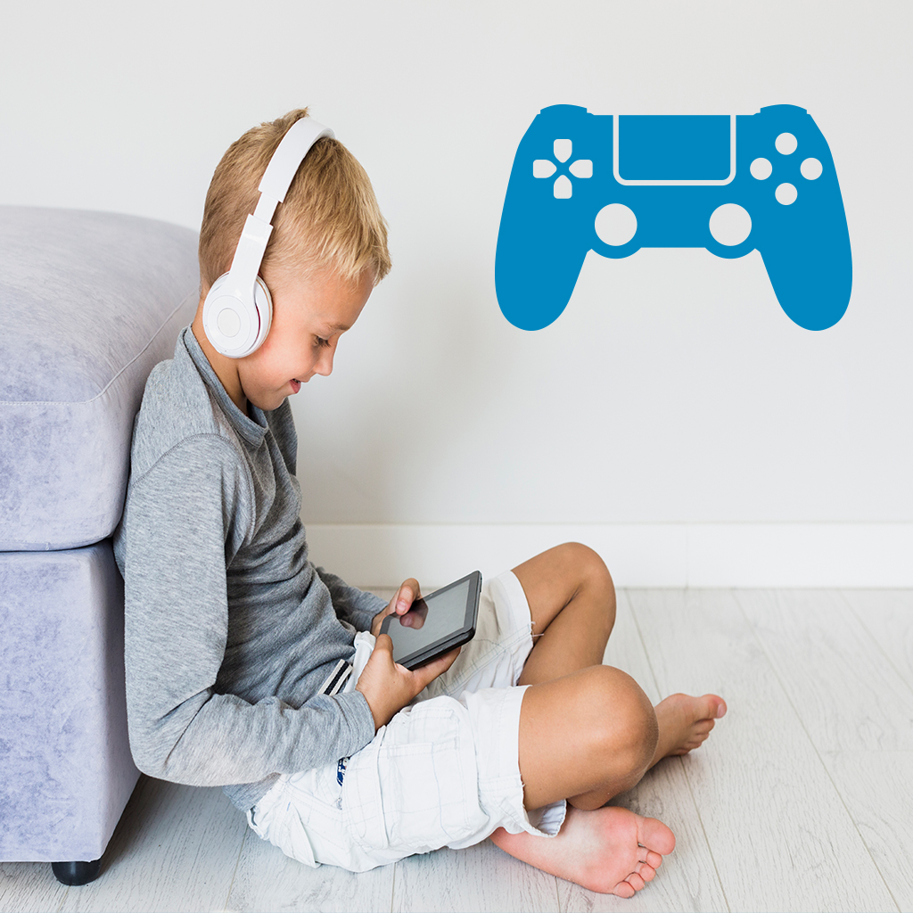 Samolepka Ovládač na playstation Farba: modrá, Veľkosť: 100 x 64 cm