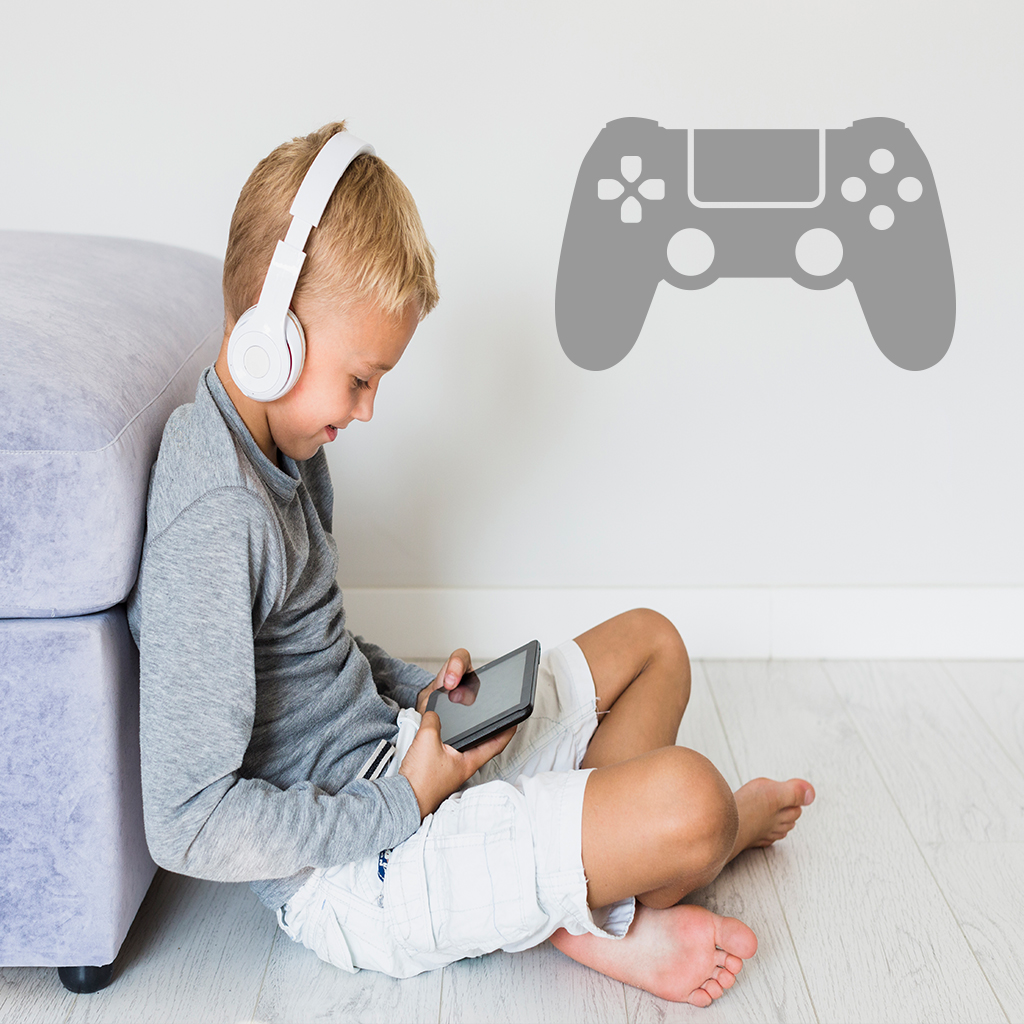 Samolepka Ovládač na playstation Farba: šedá, Veľkosť: 100 x 64 cm