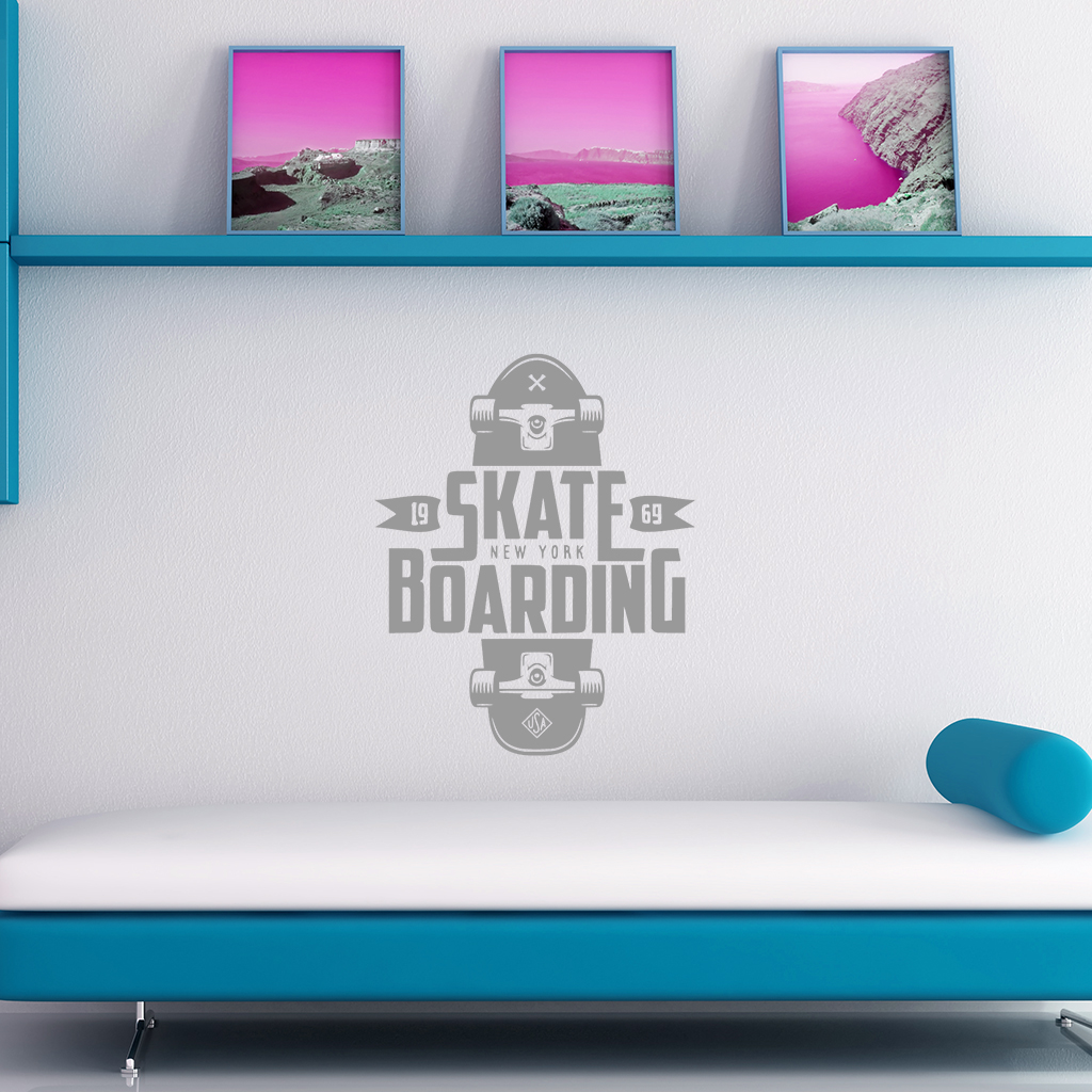 Samolepka Skateboarding Farba: šedá, Veľkosť: 100 x 79 cm