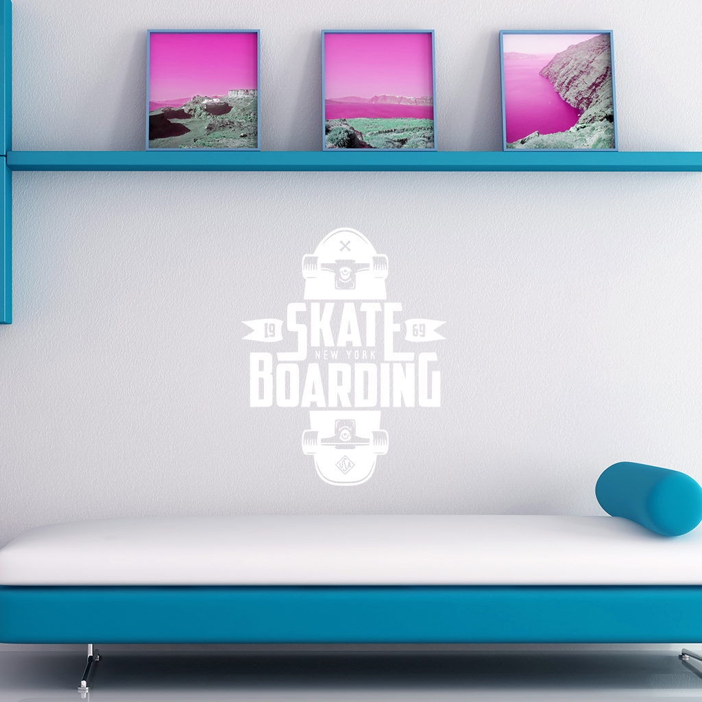 Samolepka Skateboarding Farba: bílá, Veľkosť: 100 x 79 cm
