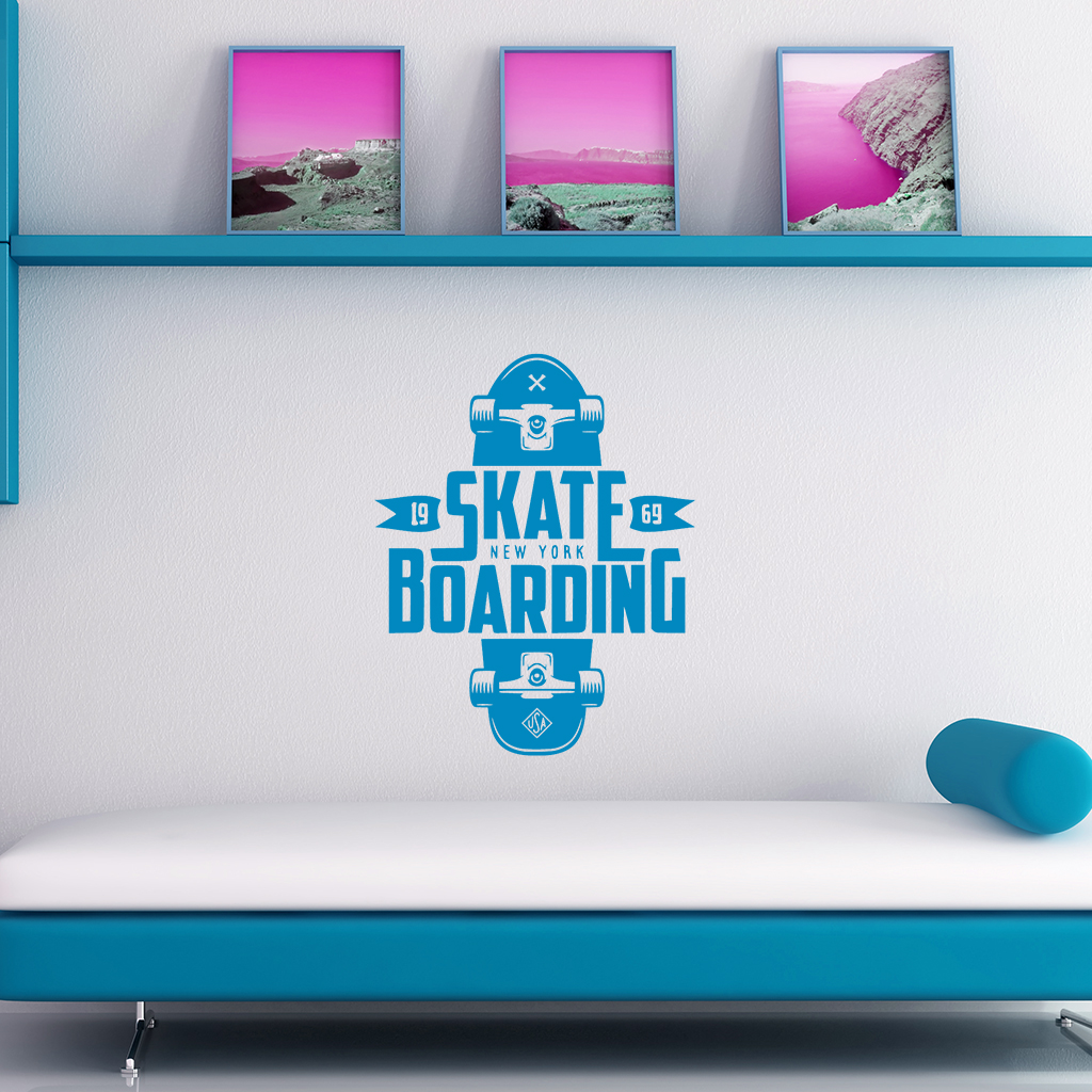 Samolepka Skateboarding Farba: modrá, Veľkosť: 100 x 79 cm