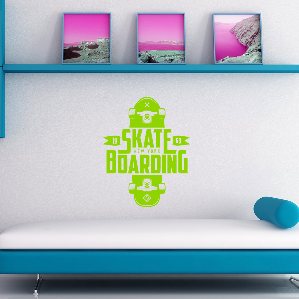 Samolepka Skateboarding Farba: zelená, Veľkosť: 100 x 79 cm