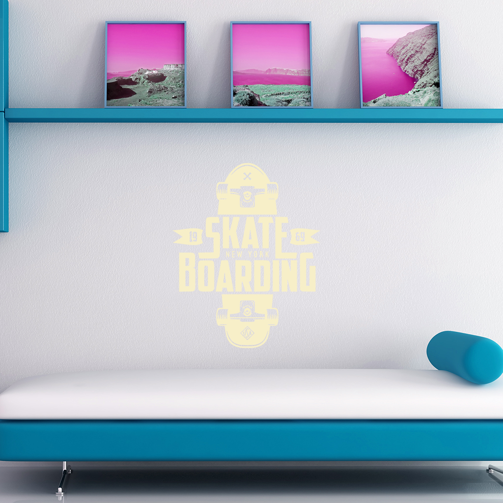 Samolepka Skateboarding Farba: béžová, Veľkosť: 100 x 79 cm