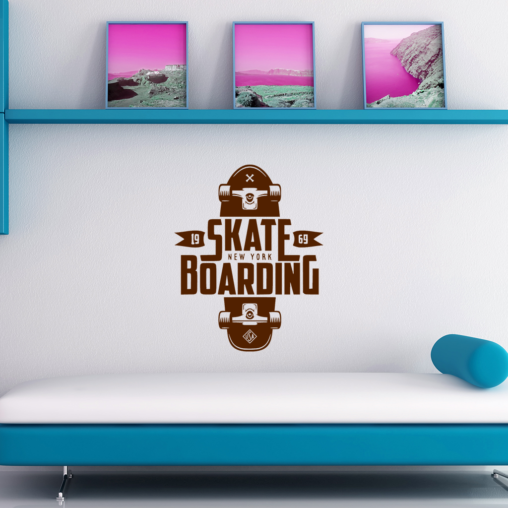 Samolepka Skateboarding Farba: hnědá, Veľkosť: 100 x 79 cm