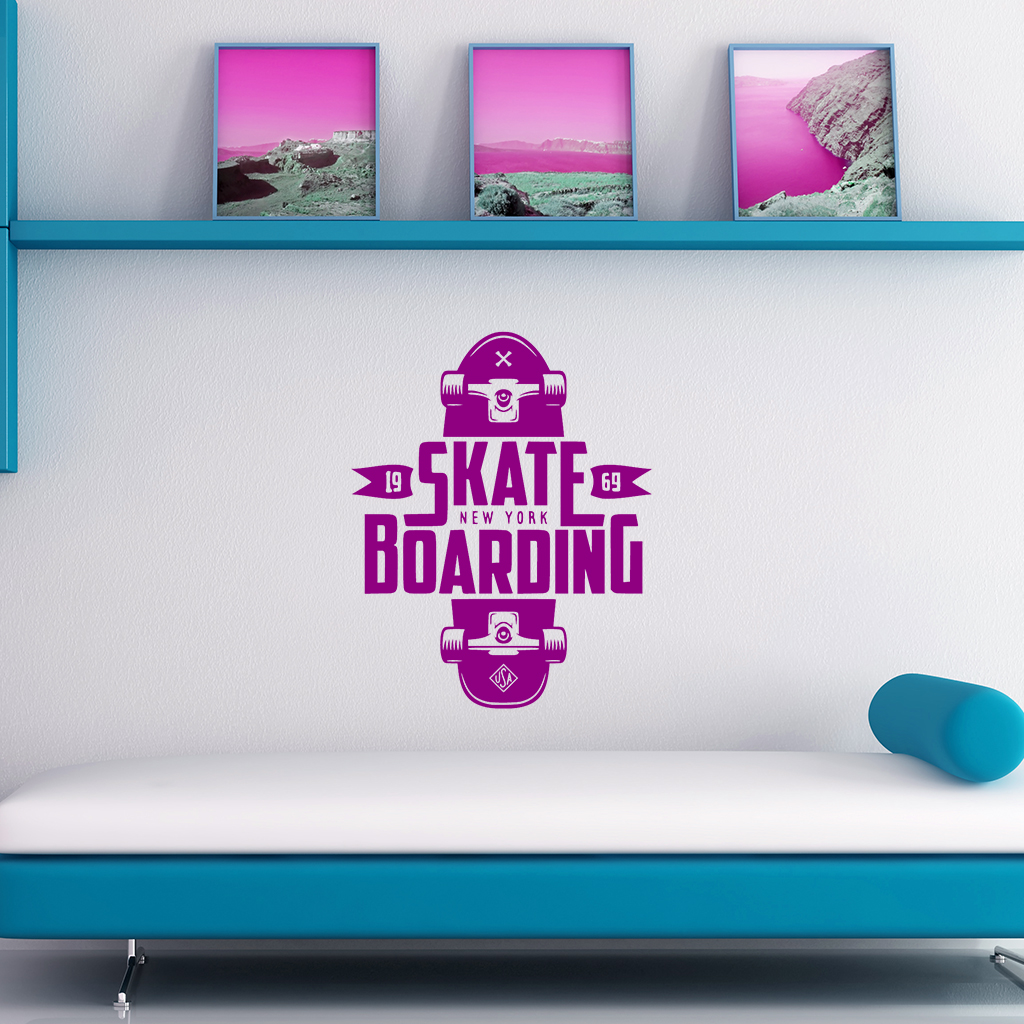 Samolepka Skateboarding Farba: fialová, Veľkosť: 100 x 79 cm