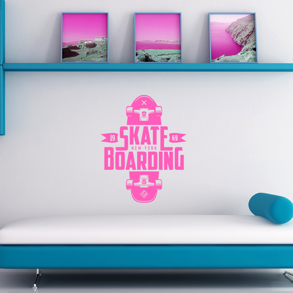 Samolepka Skateboarding Farba: růžová, Veľkosť: 100 x 79 cm