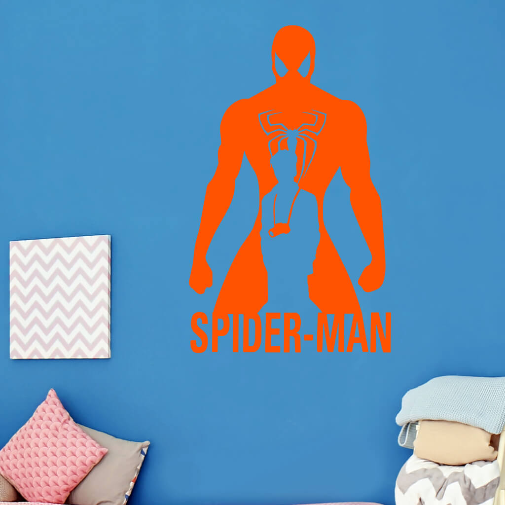 Samolepka Spiderman silueta Farba: oranžová, Veľkosť: 60 x 36 cm
