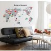Samolepka na zeď Mapa Světa s vlajkami