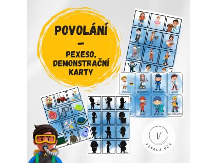 Povolání- 4 druhy pexesa+ demonstrační kartičky