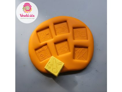 Obtiskávací kostka STAVBA - smyslová hra pro malé stavitele