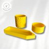 Eko žlutá sada sluníčko – kelímek, miska a tácek ve tvaru pastelky