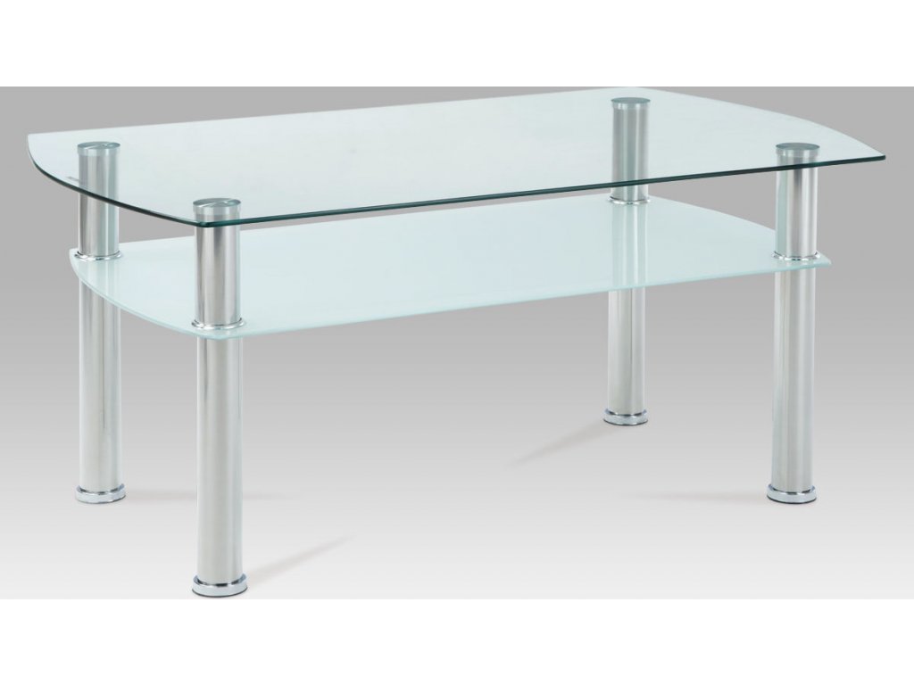 Konferenční stolek skleněný | konstrukce leštěný nerez | 100x60x44cm -  VESELÁ ŽENA.cz