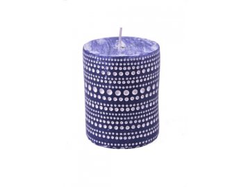 Svíčka | modrá s krajkovým vzorem | 6,5x7,5cm