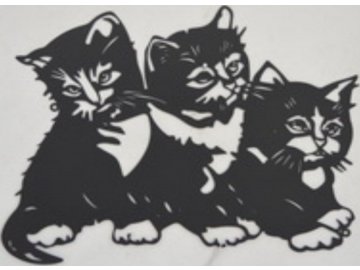 Nástěnný kovový obraz | koťátka | barva černá matná | 50x37cm