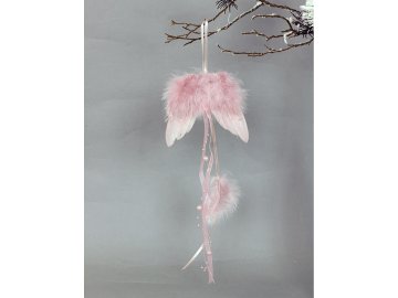Andělská křídla z peří, barva růžová,  baleno 12ks v polybag. Cena za 1 ks.