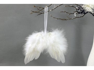 Andělská křídla z peří , barva bílá,  baleno 24 ks v polybag. Cena za 1 ks.