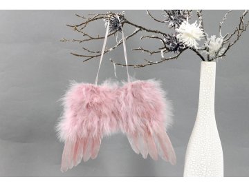 Andělská křídla z peří , barva růžová,  baleno  1 ks v polybag. Cena za 1 ks.