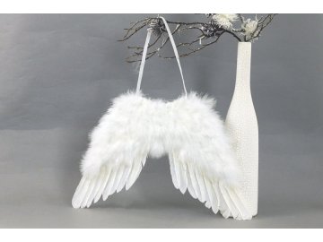 Andělská křídla z peří , barva bílá,  baleno 1 ks v polybag. Cena za 1 ks.
