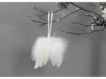 Andělská křídla z peří , barva bílá,  baleno 12 ks v polybag. Cena za 1 ks.