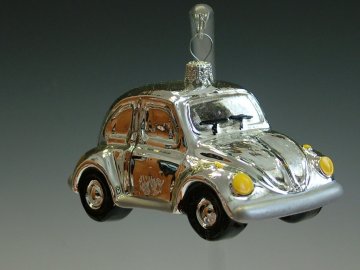 Skleněná figurka | stříbrné auto