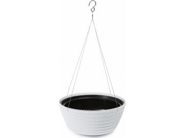 Plastový květináč Bowl Jersey na zavěšení 300 mm, bílý