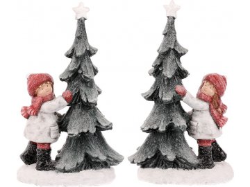 Holčička se stromkem, vánoční dekorace, magnéziová keramika