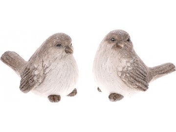 Ptáček, zimní dekorace z polyresinu, mix dvou druhů, cena za 1 kus