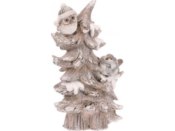 Ptáčci na stromečku, zimní dekorace z polyresinu
