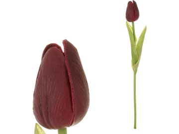 Tulipán mini, barva bordó. Květina umělá pěnová