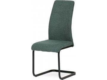 Židle jídelní, zelenomodrá látka, kovová pohupová podnož, černý kov