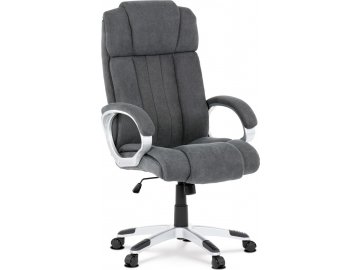Kancelářská židle, plast ve stříbrné barvě, šedá látka, kolečka pro tvrdé podlahy