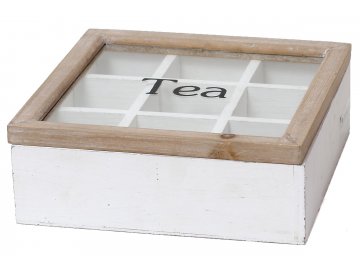 Krabička na čaj Tea bílá 22x8x22cm