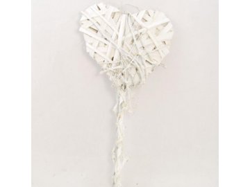 Srdce proutěné bílé zápich 55x15x3cm