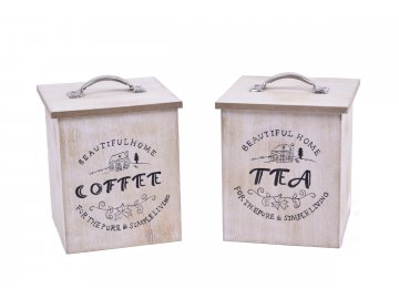 Box dřevěný na čaj a kávu
