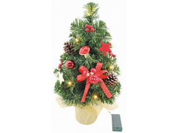 Umělý stromek vánoční s mašlí a LED osvětlením 40cm