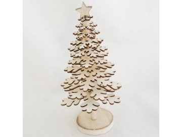 vánoční stromeček | dřevěný | krémový | na stojánku