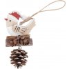 Ptáček, dřevěná  vánoční dekorace na pověšení, mix dvou druhů, cena za 1 kus