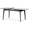 Jídelní stůl 140+40x80 cm, keramická deska bílý mramor, masiv, černý matný lak