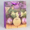 Dárková taška Vánoční ozdoby fialová 31×42×12cm