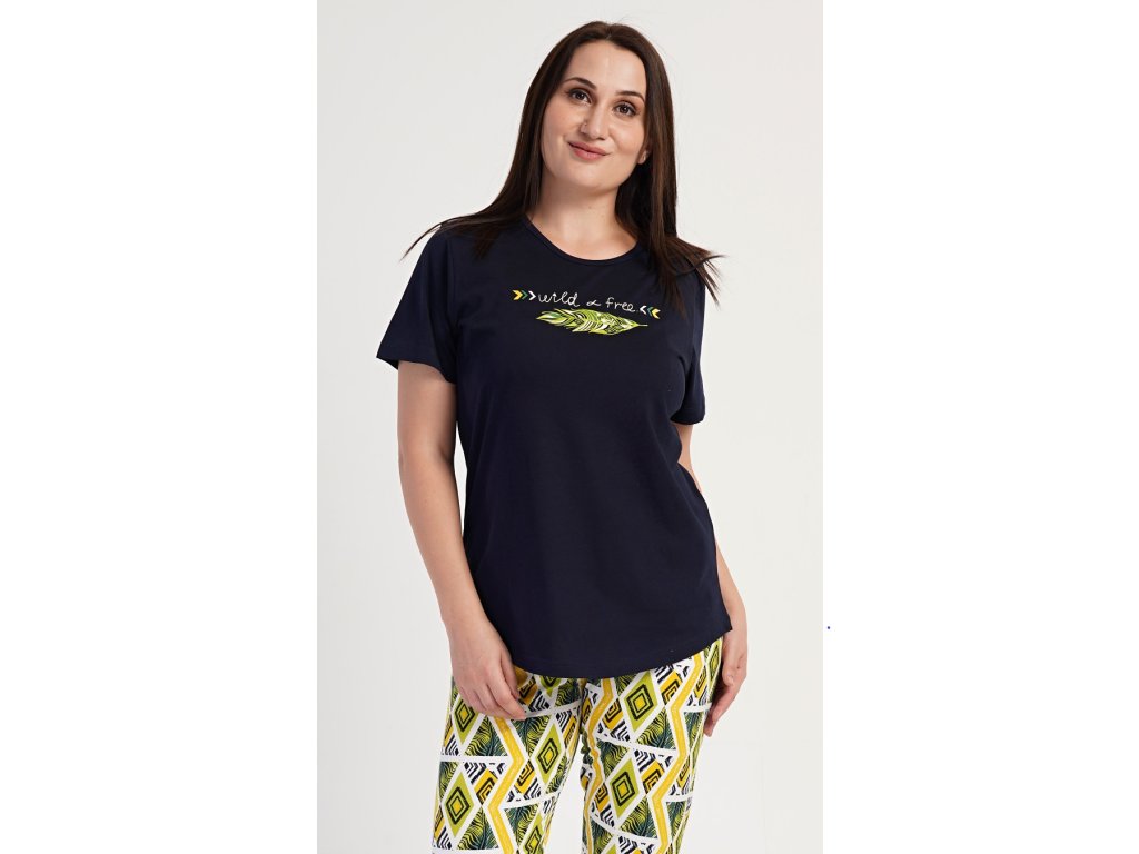Dámske pyžamo kapri Zuzka (Varianta tmavě modrá; 3XL)