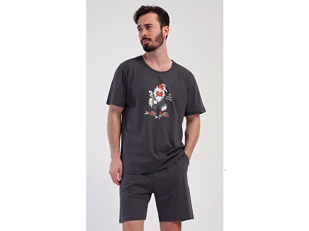 Pánske pyžamo šortky Ranná káva (Varianta tmavě šedá; M)