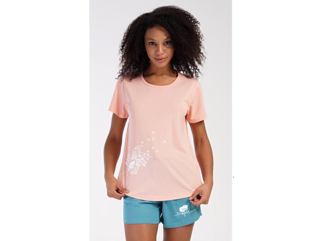 Dámske pyžamo šortky Mačiatko (Varianta marhuľová; S)