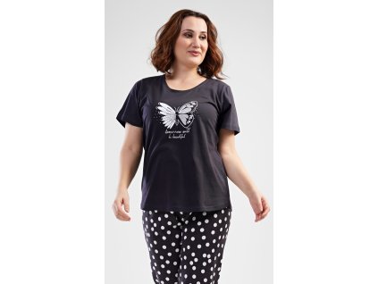 Dámske pyžamo kapri Motýľ (Varianta tmavě šedá; 4XL)