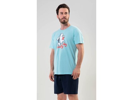 Pánské pyžamo šortky Lucky day (Varianta azurová; M)