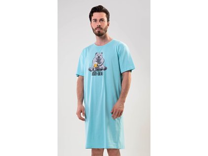 Pánska nočná košeľa s krátkym rukávom Beer and bear (Varianta mentolová; M)