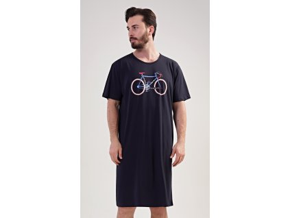 Pánska nočná košeľa s krátkym rukávom Bike (Varianta tmavě modrá; S)