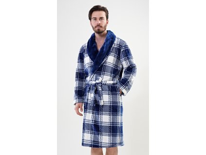 Pánsky župan so šálovým golierom Filip (Varianta tmavě modrá; M)