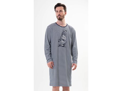 Pánska nočná košeľa s dlhým rukávom Plachetnica (Varianta tmavě modrá; L)