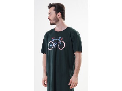 Pánska nočná košeľa s krátkym rukávom Old bike (Varianta tmavě zelená; 2XL)